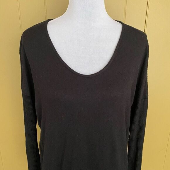 Time & Tru women S scoopneck batwing loose fit longsleeve sweater black - Picture 9 of 12
